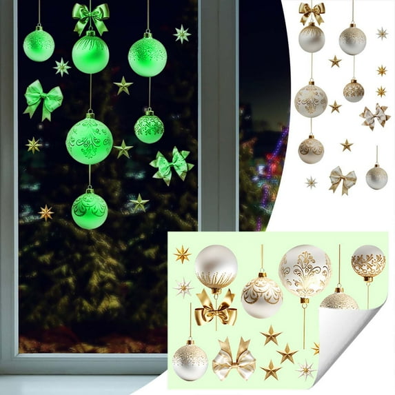 Honmine Exquisite Christmas Night Light Stickers, Glow in The Dark Window Door Wall Decals, Removable Bedroom Cabinet Decor for Home, Holiday Atmosphere