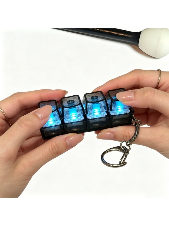 Honmine Fidget Keyboard Keychain Mechanical Clicker, for Stress Relief Focus ADHD Toy, 4-Key Stress Gadget for Office Desk Backpack Key Ring Anxiety