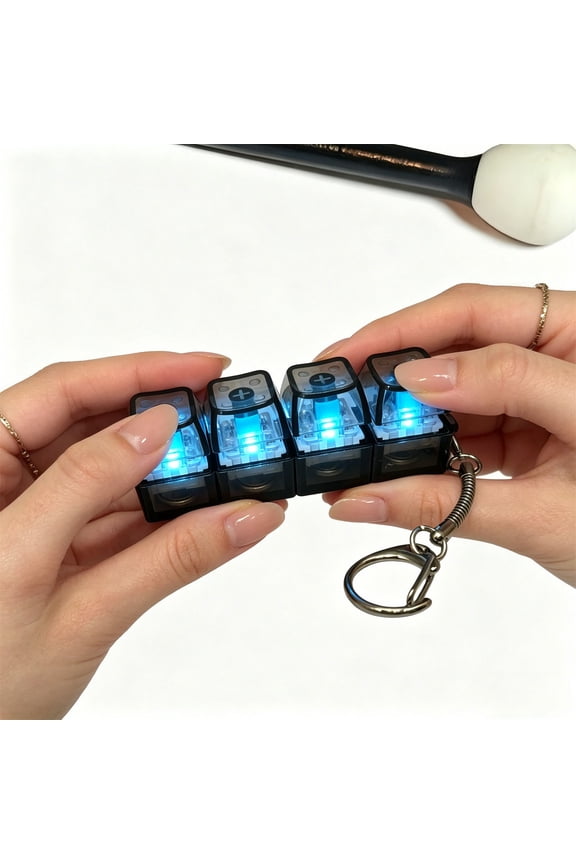 Fidget Keyboard Keychain Mechanical Clicker, for Stress Relief Focus ADHD Toy, 4-Key Stress Gadget for Office Desk Backpack Key Ring Anxiety