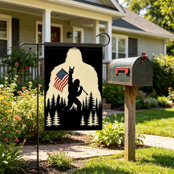 Honmine Funny Wild Man Garden Decoration Flag for Outdoor, American Style Yard Decor Flag for Patio, Lawn, Festive Banner for Courtyard, Porch