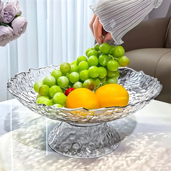 Honmine Glass Fruit Bowl, High Foot Vegetable Strainer Basket with Colander, Multiuse Serving Bowl for Kitchen and Dining Table
