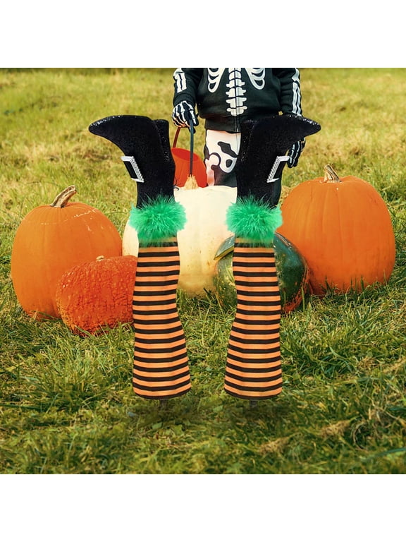 Halloween Decoration Prosthetic Witch Leg, Pair of Creepy Fake Witch Legs, Garden Ornament for Yard, Porch, Flower Bed, Outdoor Spooky Display