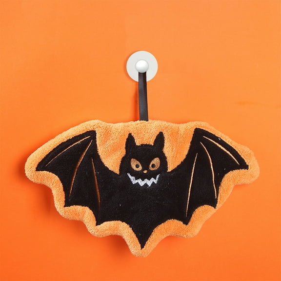 Honmine Halloween Hand Towels - 1Pcs Halloween Bathroom Towels with Hanging Loop Absorbent Coral Fleece Bathroom Hand Towel Soft Thick Dish Cloth for Kitchen Home Decors Holiday Party Gift
