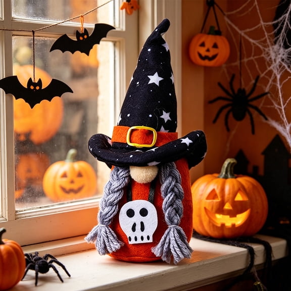 Honmine Halloween Pumpkin Faceless Doll Decor, Soft Stuffed No Face Pumpkin Doll, Spooky Halloween Figure Toy Cute Desktop Ornament for Home Indoor Decoration