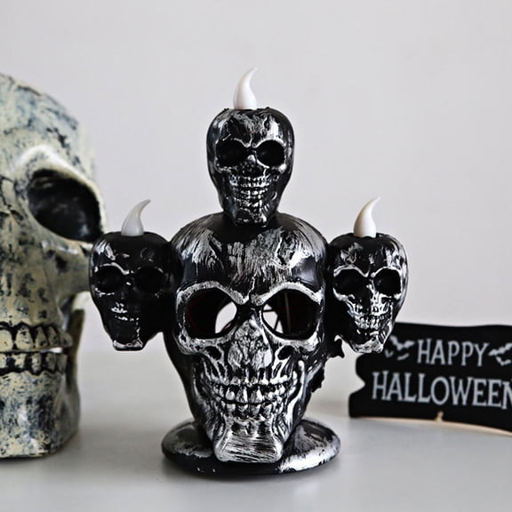 Honmine Halloween Skull Ghost Mask Lantern, Horror Decoration Light with LED Electronic Glowing Candle Lamp, Spooky Tabletop Prop for Haunted Party and Porch