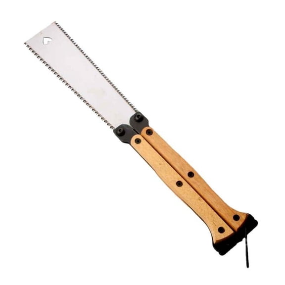 Honmine Hand Woodworking Tool 5.5-Inch Folding Saw, Double-Edged Blade 13/14 TPI for Cutting Wood and PVC, Japanese Style Pruning Saw for Branches, Plastic