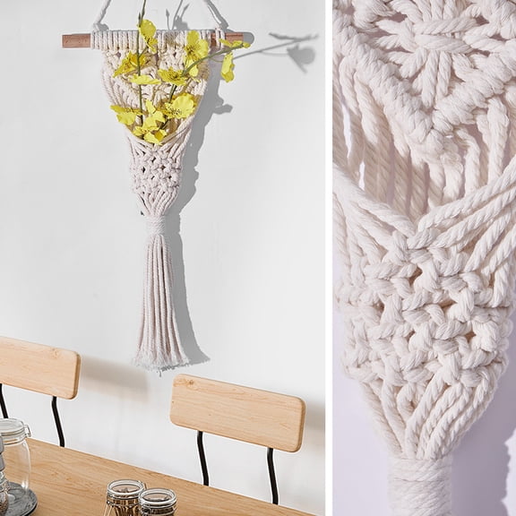 Honmine Hand Woven Dried Flower Net Bag, Macrame Wall Hanging Decor, Boho Woven Tapestry for Room Backdrop Entrance