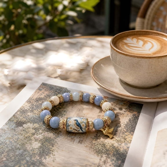 Honmine Of Happiness Beaded Bracelet, Adjustable Elastic Wrist Strap, Stackable Friendship Bead Bracelet for Daily, Party, Gift, Retreat, Yoga, Spa, Meditation