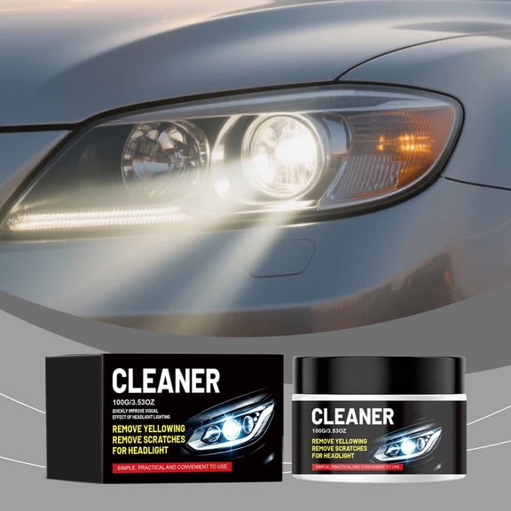 Honmine Headlight Cleaner Paste 3.5 oz, Removes Yellowing, Scratches and Oxidation, Restores and Improves Visibility for Car, Truck, SUV Headlights