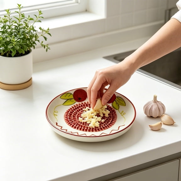 Honmine Household Ginger Mud Grater, Ceramic Grinding Tool for Baby Complementary Food, Non Rust Fine Shredder for Garlic, Turmeric, Vegetable Puree