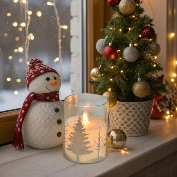 Honmine LED Electronic Candle Lights, Flameless Battery Operated Pillar Candles, Safe Christmas Holiday Decor for Tabletop Window Centerpiece