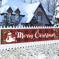 thumbnail image 1 of Honmine Large Merry Christmas Banner, 120" x 20" LED Lighted Xmas Decoration Red Buffalo Plaid Hanging Huge Sign, Holiday Party Supplies Home Decor for Outdoor,Yard,Garden,Porch,Lawn, 1 of 6