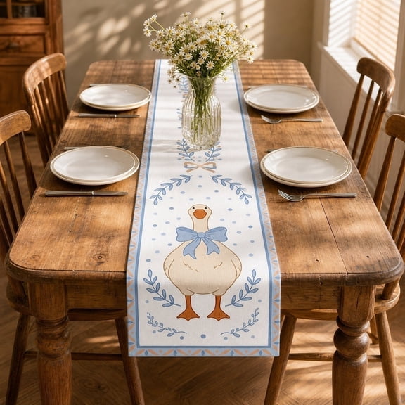 Honmine Lovely Patterned Table Runner 13x54 Inch, Vintage Cottage Style with Floral Embellishments, for Festive Table Settings, Holiday Party Decor