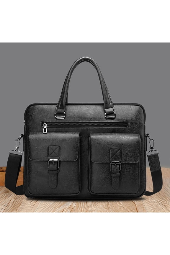 Men's Business Briefcase Bag Leather Office Tote Bags For 14 Inch Laptop Large Capacity