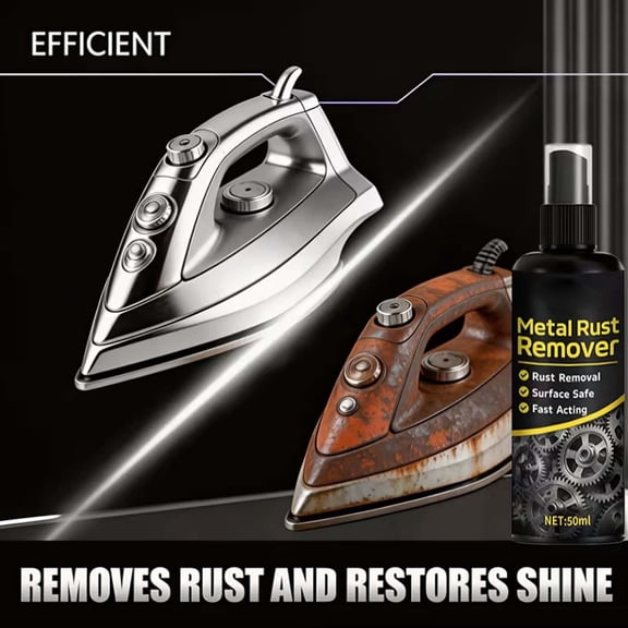 Honmine Metal Rust Remover Spray 50ml, Multipurpose Rust Dissolver Cleaner with Microfiber Cleaning Towel, for Auto Parts Tools Garden Equipment Hardware Pipes