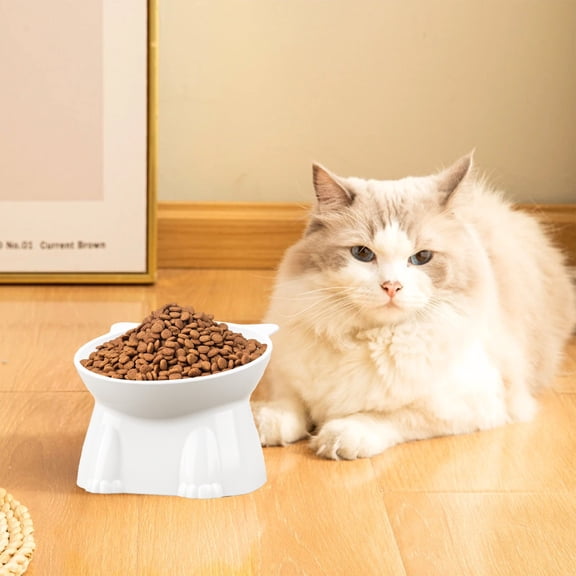 Honmine Pet Food Bowl Macaron Multi-Color cat Food Basin high Basin Diagonal Mouth pet Drinking Bowl Feeder Bowls for Feeding