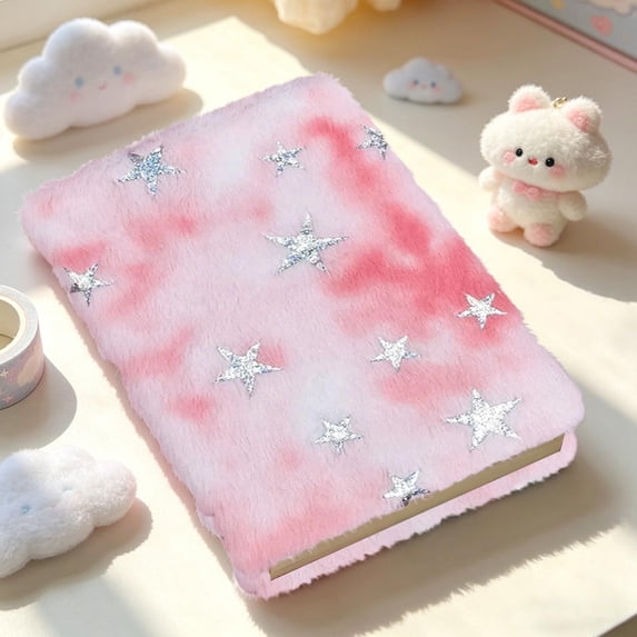 Honmine Plush Cover Notebook Fabric Notebook, Cute Furry Notebook for Journal Diary Sketchbook, Soft Plush Textured Writing Pad for Backpack Locker Desk Travel
