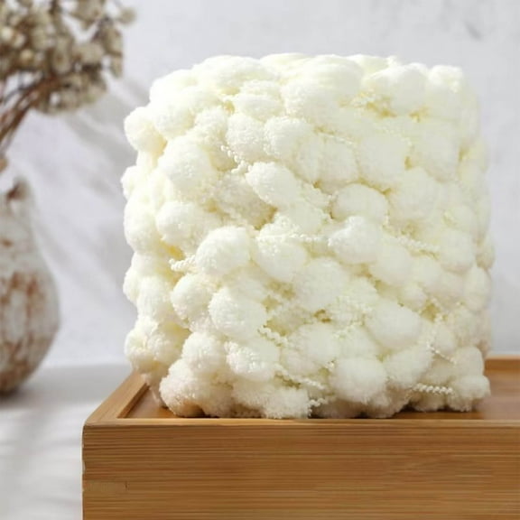 Honmine Pom Yarn, 2 Rolls Pomp-A-Doodle Yarn, Polyester Soft Ball Knitting Yarn, 100g/Roll Snowball Bean Yarn Cute Yarn Thread for Weave Blanket Hats Mat Handcraft Yarn