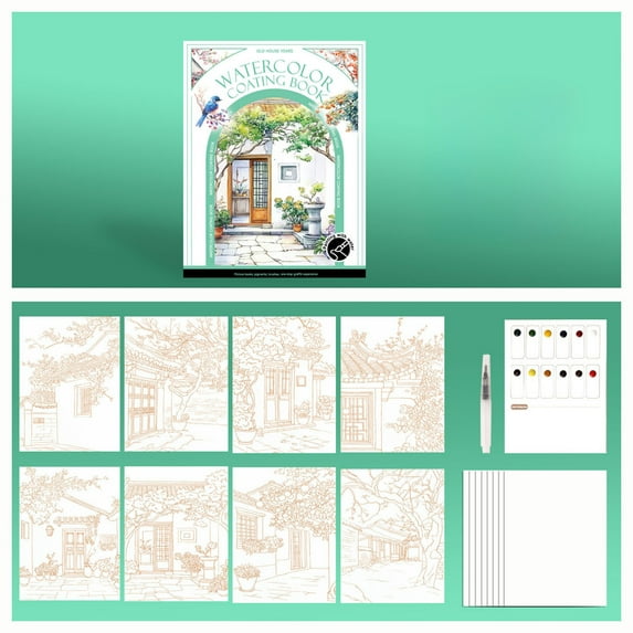 Honmine Portable Watercolor Painting Book, All-in-One Art Set with Built-In Paint Palette, Compact Travel Sketchbook for Outdoor Painting, Art Class, Creative Projects