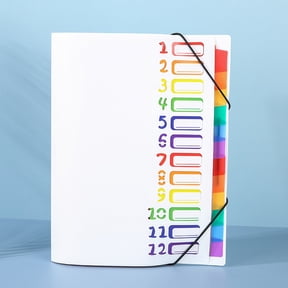 Honmine Rainbow Classification Organ Pack, 12 Page Office Data Storage Folder, Expanding File with Tabs, A4 Size, for Documents, Receipts, Home School