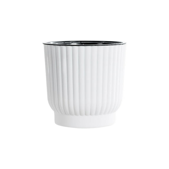 Honmine Resin Flower Pot, Self Watering Planter with Vertical Pattern, Decorative Container for Desktop, Shelf, Indoor Plants