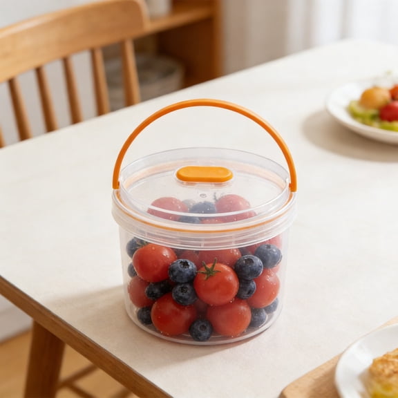 Honmine Round Clear Airtight Food Storage Containers with Handle, Kitchen Pantry Organization, Portable Leakproof Storage Jars for Snacks Flour 64 oz