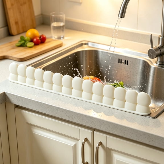 Honmine Silicone Sink Guard Water Barrier, Countertop Dry Strip for Washing Dishes, Flexible Edge Splash Guard for Kitchen, Sink, Counter