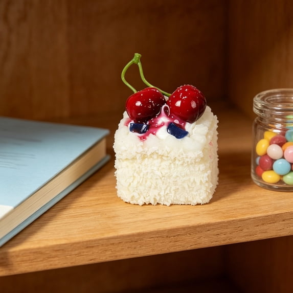 Honmine Simulated French Cream Cake, Fake Dessert Mousse Cake Display Prop for Refrigerator, Bakery, Shelf and Store Decor