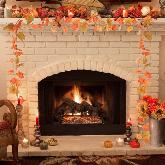 Honmine Simulated Maple Leaf Vines, Fall Artificial Leaves for Halloween, Thanksgiving Festival Decoration, Room Living Room Scene Layout, 6 ft Garland, Bendable Wire