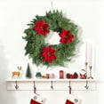 thumbnail image 1 of Honmine Simulated Pines Needle Wreath, Christmas Poinsettia Flower Vines with Festive Circles Design, Artificial Greenery Ornaments for Home Dining Table Decor, Holiday Centerpiece, Seasonal Display, 1 of 9