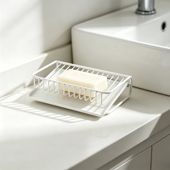 Honmine Soap Tray with Drain Holes, Plastic Bathroom Counter Soap Saver for Bar Soap, Shower, Kitchen, Travel, RV, Non-Slip Drainage Tray for Sink, Vanity