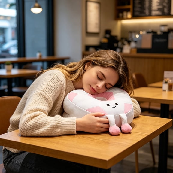 Honmine Soccer Shape Nap Pillow, Face Down Sleeping Cushion for Desk, Soft Pillow for Midday Rest Office Dorm Table Classroom Use