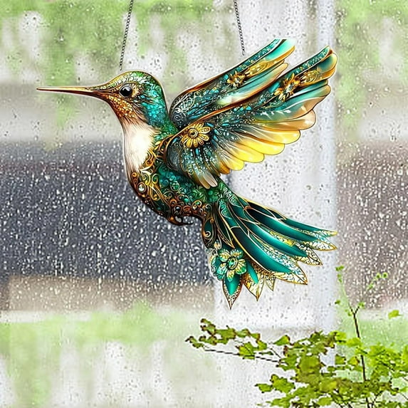 Honmine Spirit Bluebird, Crystal Sky Bluebird Stained Art Ornament,2D Double-Sided Winged Cardinal Christmas Ornaments, Hummingbird Suncatcher, Bright Bird Design