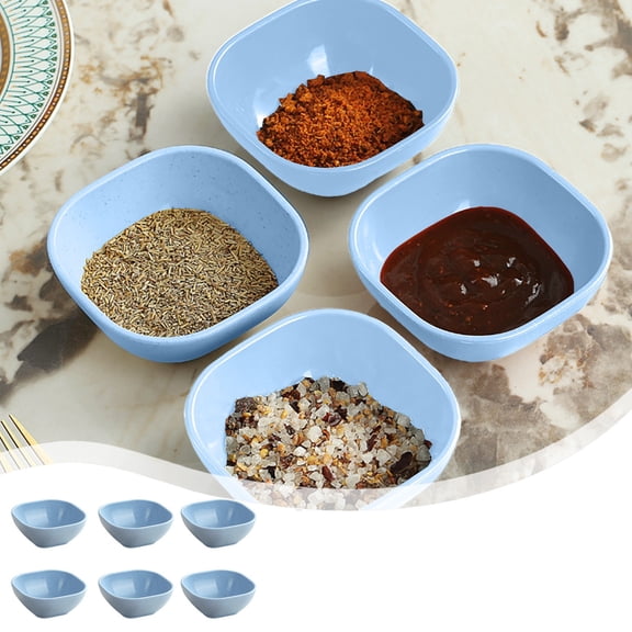 Honmine Square Seasoning Plate, 4 Inch 6 Boxed Wheat Straw Plates, Sauce Condiment Dish for Sushi, Salsa, Dipping, Stackable, Microwave Safe