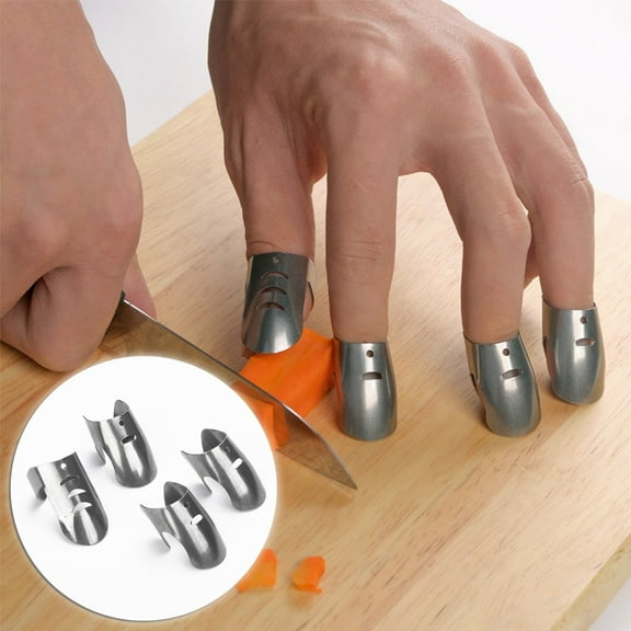 Honmine Stainless Steel Finger Guard for Cutting, Vegetable Slicing Protection Tool, Kitchen Safety Finger Protector for Cooking, Food Preparation, Slicing