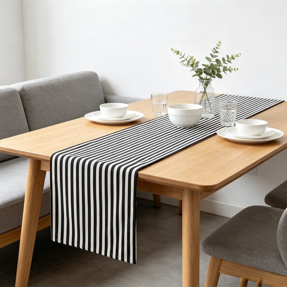 Honmine Striped Polyester Table Runner 70.9in x 11.8in, Farmhouse Style Modern Minimalist Table Runner for Coffee Table, Sofa Cover, Bed End, Dining Table