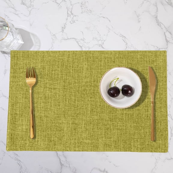 Honmine Table Runner and Placemat Set, Double Sided Leather Look Heat Insulating Mats, Western Style Household Dining Decor for Tables and Kitchen Settings