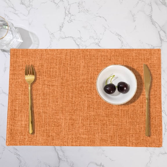 Honmine Table Runner and Placemat Set, Double Sided Leather Look Heat Insulating Mats, Western Style Household Dining Decor for Tables and Kitchen Settings
