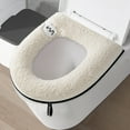 thumbnail image 1 of Honmine Thickened Toilet Seat Cover, Complete Coverage with Carrying Handle, Removable Waterproof Seat for Home, Winter Comfort, Bathroom, 1 of 6