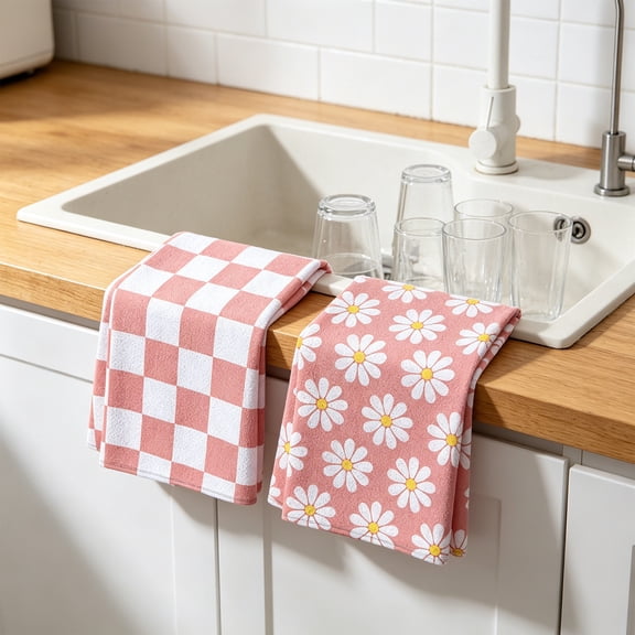 Honmine Waffle Weave Kitchen Towels Set of 2, Highly Absorbent Quick Dry Tea Towel for Kitchen Counter, Streak Free for Glass Cleaning, 380 GSM