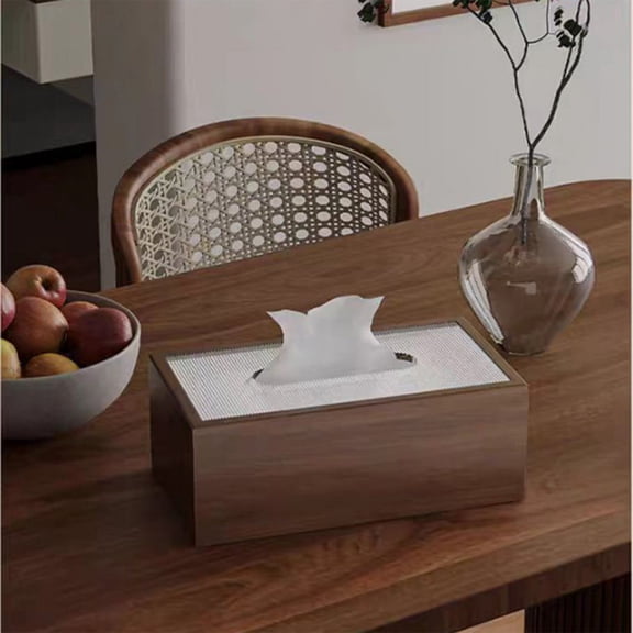 Honmine Walnut Wood Tissue Box Cover, Rectangular Napkin Holder for Home Simple Design for Living Room Baby Wipe Storage Desktop Tissue Dispenser