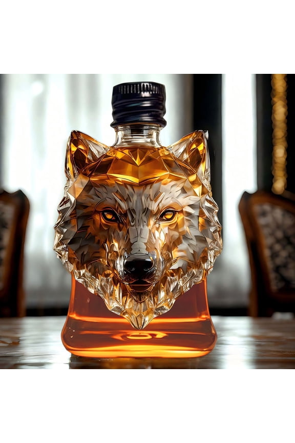 Wolf Head Whiskey Decanter, High Borosilicate Glass Bottle with Unique Design, Fashionable Spirit Dispenser for Home Bar, Gift for Enthusiasts, Dining Accent