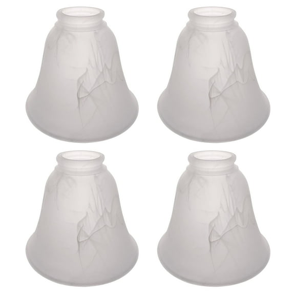 HonoDing Ceiling Light Replacement Lamp Shade Set of 4, White Cloud Flat Hanging Bell Frosted Glass Lampshade Replacement Glass Lamp Shade for Ceiling Fan Light Kit