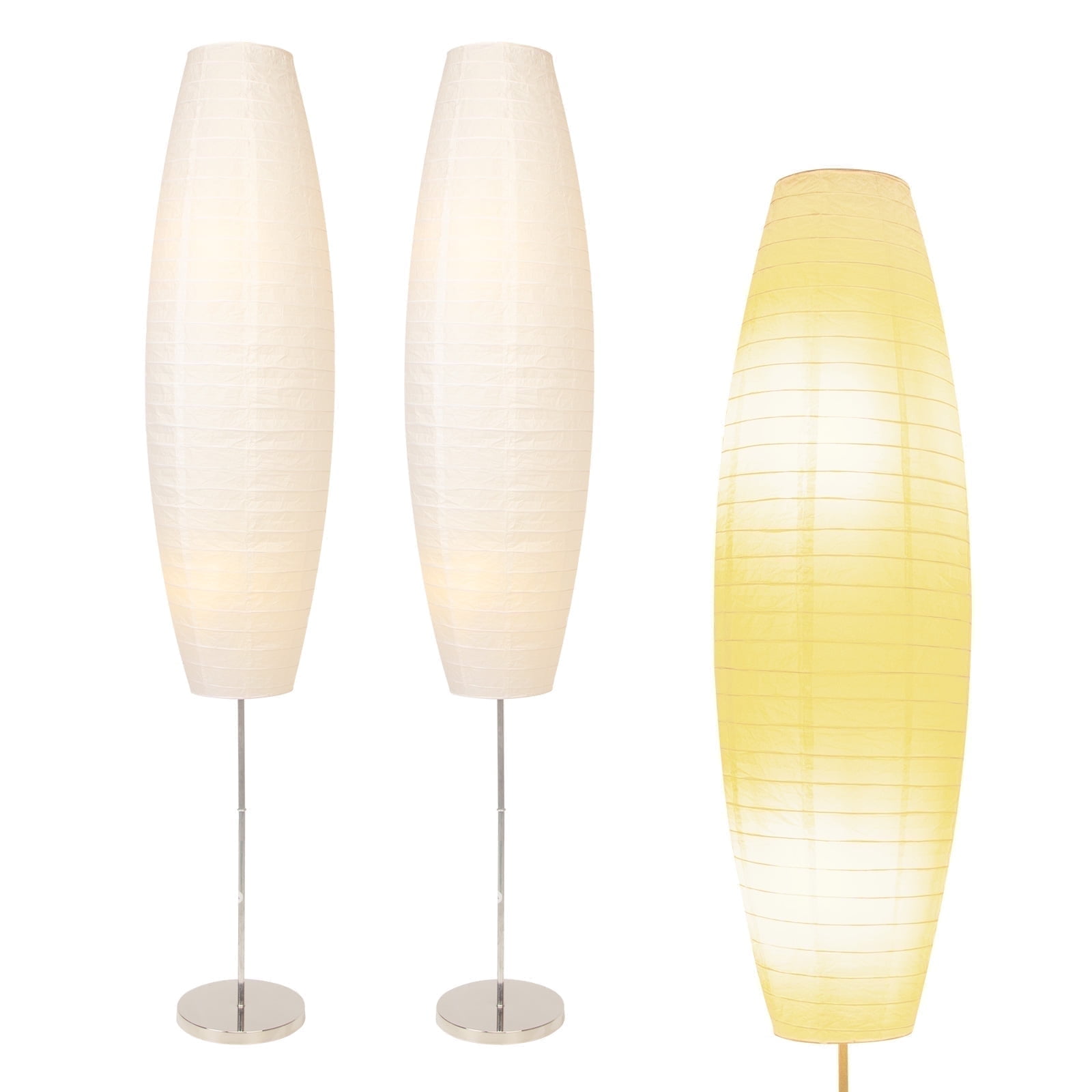 HonoDing Paper Floor Lamp, 59'' Minimalist Japanese Lamp, Perfect for  Living Room, Office, Bedroom, Kids Room, Reading, Home Decor- no Bulb（Oval  2 Pack） - Walmart.com, image size:1600x1600