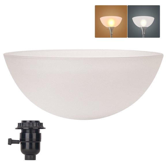 HonoDing Glass Lamp Shade Replacement for Torchiere Floor Lamps，Lamp Shade for Floor Lamp Suitable for Base E26 Socket, Standing Lamp Replacement Shade, Alabaster Glass Bowl Shade (White bowl-shaped)
