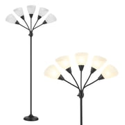 HonoDing 68-Inch Adjustable Gooseneck Floor Lamp with White Shades, Black