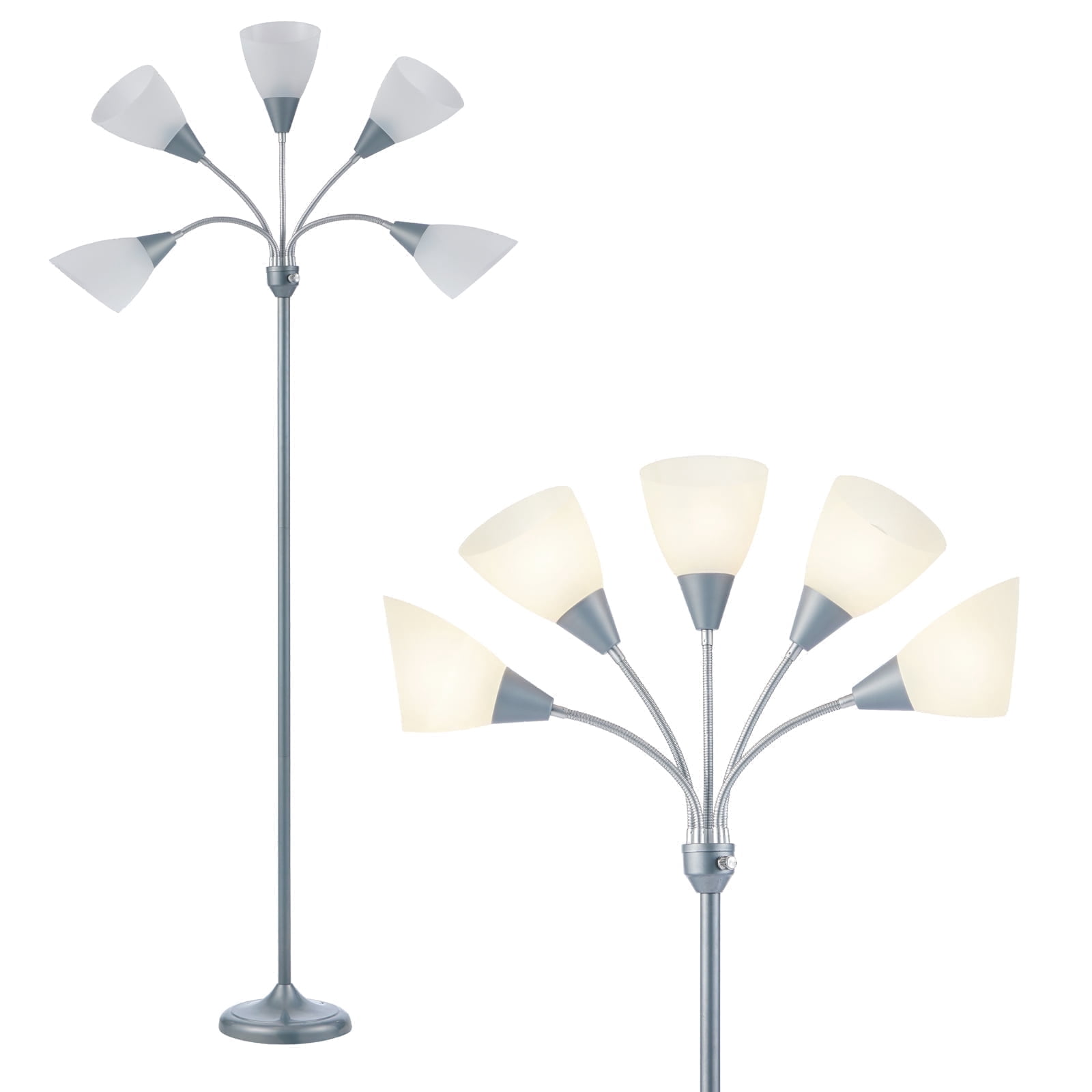 HonoDing 5-Light  Floor Lamp  Adjustable Arms,  68"Sliver Floor Lamp,No Bulb