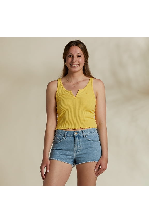 Co. Hawaii Women's Sunshine Girl Ribbed Knit Tank Top Shirt (XX-Large, Pineapple Butter)