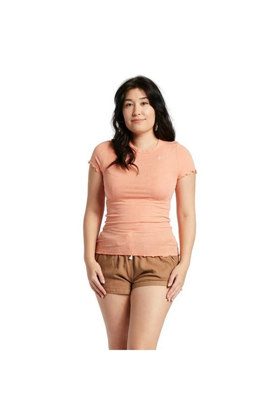 Co. Women's T-Shirt Coastal Cruise Short Sleeve Baby Tee Top (Large, Guava)