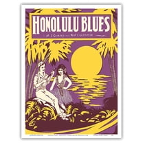 Honolulu Blues - Music by M. J. Gunsky and Nat Goldstein - Vintage Hawaiian Sheet Music c.1923 - Master Art Print (Unframed) 9in x 12in